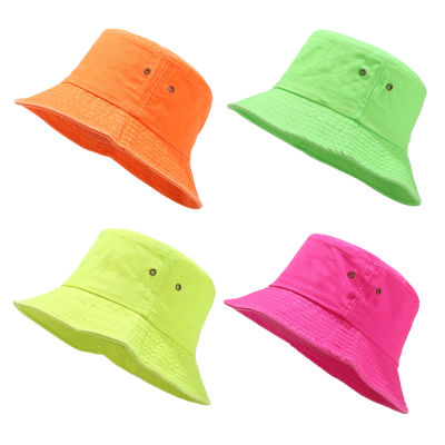 [hot]Washed Denim Bucket Hats Unisex Streetwear Fluorescent Color Hip Hop Cap Women Men Bob Cotton Fisherman Hat