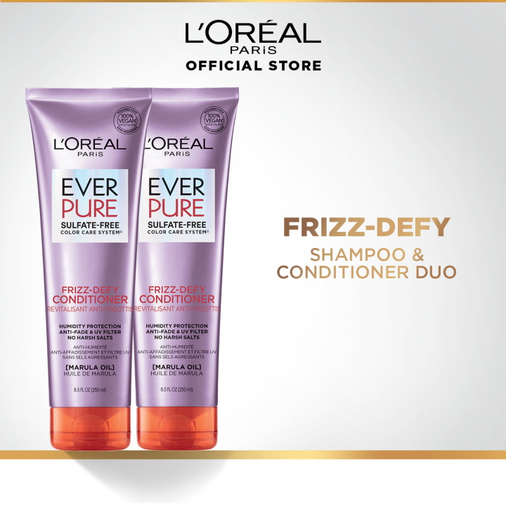 LOreal Paris Ever Pure FrizzDefy Shampoo and Conditioner Set (250mL) Hair Care, Hair