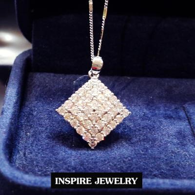 Inspire Jewelry ชุดเซ็ทจี้เพชรCZ รูปสี่เหลี่ยม White gold เพชรสวยเกรด AAA++ เพชรวิ้งเจิดจรัส จี้size 2x2cm สร้อยคอ White gold ความยาว 18นิ้ว ตะขอสปิงกลม สามารถถอดเปลี่ยนจี้อื่นๆ ได้ งานดีไซด์ งานแบบร้านเพชร พร้อมกล่องกำมะหยี่สวยหรู
