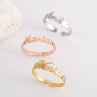 Teamer Custom Name Rings Adjustable Gold Color Stainless Steel Personalized Ring Jewelry Women Men Family Rings Jewelry Gift Hot2023