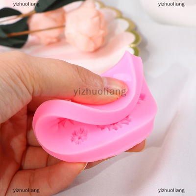 yizhuoliang 3D กลีบดอกไม้ทานตะวันลายนูนซิลิโคนแม่พิมพ์บรรเทา fondant cake Decor TOOL