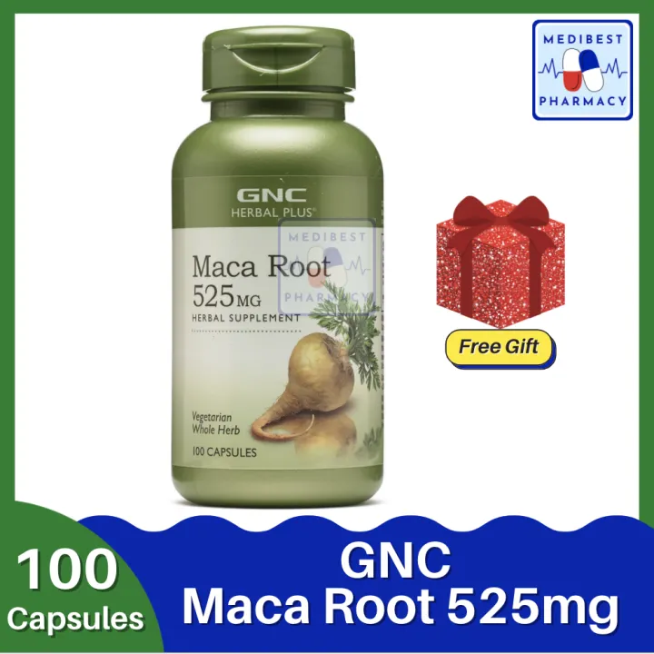 GNC Herbal Plus Maca Root 525mg (100 Capsules) [With Free Gift] Lazada