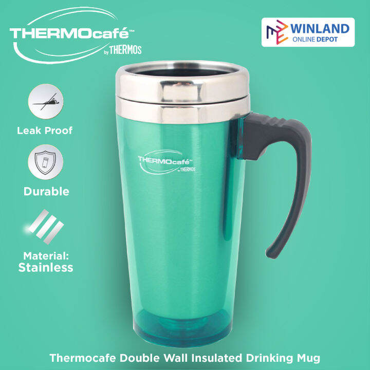 THERMOS Thermocafe by Winland Double Wall Insulated Desk Drinking Coffee Mug 420mL DFR1000(TEAL