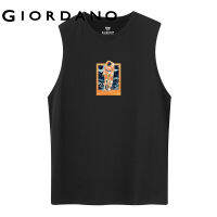 GIORDANO Men Mai Qing Xuan Series T-Shirts Sleeveless 100% Cotton Summer Tops Crewneck Fashion Print Relaxed Casual Tee 91093086