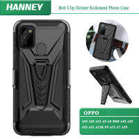 HANNEY สำหรับ OPPO A93 A53 A31 A9 A5 2020 A92 A52 A31 A11K F9 A12 A7 A5S RENO 4F เคสโทรศัพท์คลิปหนีบเข็มขัด Holster ปลอก Kickstand กันกระแทกทหาร Defender Full Body Dual Layer BJ-01