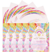 กระดาษการ์ดอวยพรวันเกิดParty Pink Princess Party Invitation Letter RainbowวันเกิดParty Invitation Card-hdfssaa