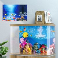 hot【cw】 Aquarium Landscape Sticker Poster Background Double-sided Sea Accessories