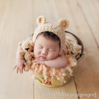 ✴ hrgrgrgregre Chapéu de urso para bebês recém-nascidos tricô urso fotografia adereços boné recém-nascido