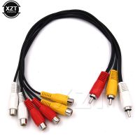 Newest 25cm 3 RCA Male to 6 RCA Female Plug Audio Video AV Cable Adapter RCA Jack Splitter Cable Extension AV Cord For TV DVD