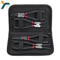 (YING SHUN)4Pcs Circlip Plier Set 7 39; 39; Long Nose Staight Bent Inner Outer Retaining Snap Ring Remover Tool