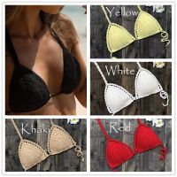 [COD] ins European and sexy fashion new hand-woven hollow beach bikini split swimsuit