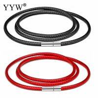 41-70cm 1-3mm Black Leather Cord Necklace Cord Wax Rope For DIY Necklaces Jewelry Lace Chain With Stainless Steel Rotary Clasp