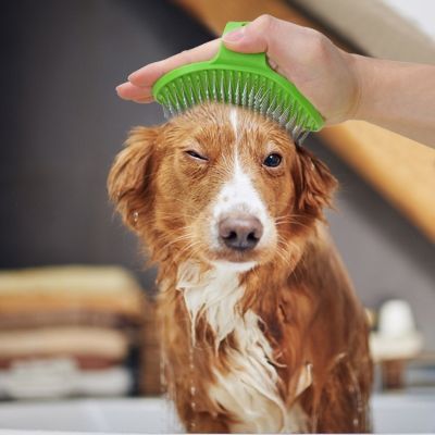 Sikat mandi kucing anjing sisir karet rambut bulu sarung tangan Pembersih pemijat mandi hewan peliharaan aksesoris mandi perlengkapan pembersih