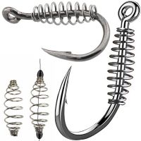 10Pcs Spring Fishing Hooks Stainless Steel Barbed Swivel Explosion Hooks Jig for Carp Fly Fishhooks Fishing Accessories Tackle Accessories