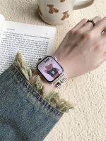 ✷✚ Korean Metal Denim Leather Band For Apple Watch 8 7 SE 6 5 4 3 Lady Blue Bracelet Strap For iwatch Ultra 49mm 41mm 45mm 44 40mm