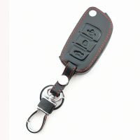 ۩☼﹍ Leather 3 Buttons Key Case Cover For Geely Emgrand EC7 EC8 GC6 EC715 EC718 Emgrand7 EU7 EC7-RV EC718-RV Remote Key Holder Shell