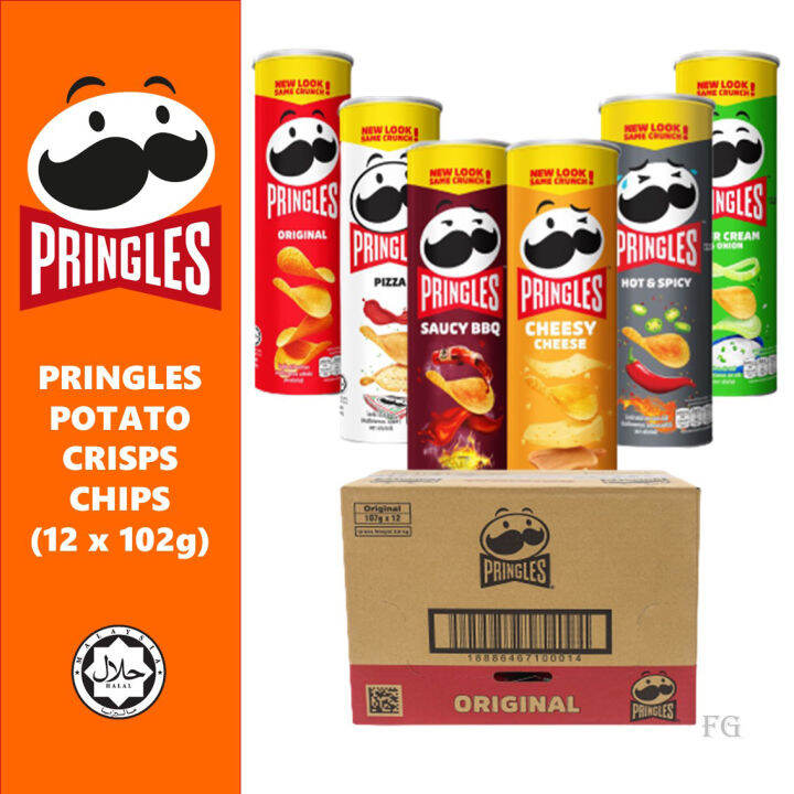 Pringles Potato Crisps Chips 1 Carton (102g x 12) | Lazada