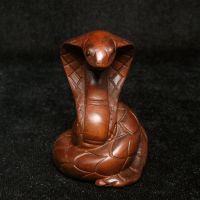 ญี่ปุ่น wood มือแกะสลักงูรูปรูปปั้น Netsuke ตกแต่งโต๊ะ Gift