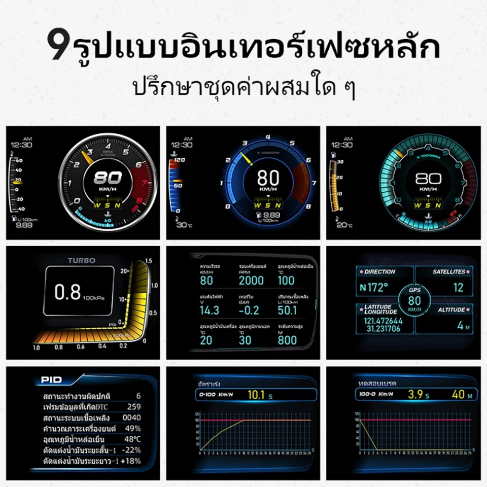 ✚ Vjoy Hawk 3.0 Car HUD Multi-Function Dashboard Head Up Display OBD2 GPS  Smart Speedometer Auto Gauge Alarm System Turbo Boost