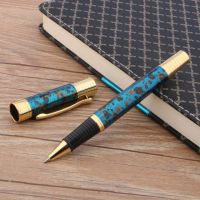 【☑Fast Delivery☑】 azaooc ปากกาโรลเลอร์บอลทำจากทองแดงโลหะหรูหราคลาสสิกปากกาในสำนักงานหมึกปากกาชี้ลูกเทนนิสสีฟ้าดอกไม้น้ำแข็ง