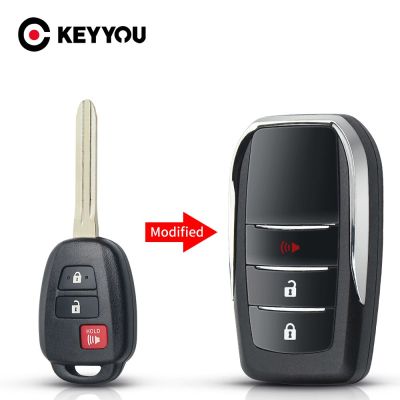 KEYYOU เคสกุญแจ2/3แบบพับได้สำหรับ Toyota Prius RAV4 Camry Corolla 2012-2015ปลอกหุ้มกุญแจแบบพับรีโมทรถยนต์