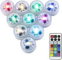 10pcs Upgrade Mini Submersible Tea LightsUnderwater RGB Led Lights with Remote for Home Crystal Vases Centerpiece Decoration