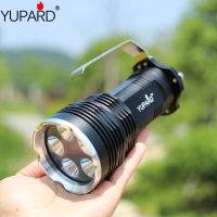 Yupard XM-L2ไฟฉายสปอตไลท์ไฟ LED T6ไฟฉาย LED พกพาได้18650ตะเกียงตั้งแคมป์แบบชาร์จไฟได้ไฟส่องสว่างสูง4ชิ้น18650