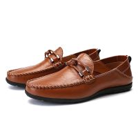 รองเท้าหนังแท้ผู้ชายอย่างเป็นทางการอังกฤษ loafers SLIP-ON ผู้ชายรองเท้าไม่มีส้น 38-44 รองเท้าแบนระบายอากาศ