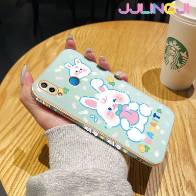 Jjlingji เคสสำหรับ Huawei Nova 3e P20 Lite 2018เคสกระต่ายสีขาวน่ารักลายการ์ตูนหรูหราเคสมือถือขอบซิลิโคนกันกระแทกฝาหลังเคสป้องกันเลนส์กล้อง