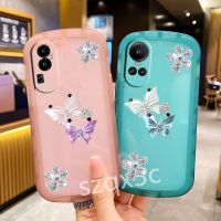 เคสโทรศัพท์นิ่มพร้อมส่งสำหรับ OPPO A78 A58 4G A98 Reno10 Pro + Plus Reno 10 Pro 8 8Z 5G เคสสมาร์ทโฟนส่องแสงสว่างมีกล้องคริสตัลผีเสื้อคู่ OPPOA58กรอบหลังแบบเรียบง่ายป้องกันการตก