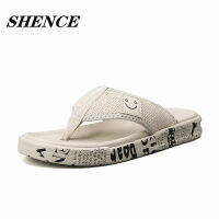 SHENCE Summer Mens Linen Slippers Mule Clogs Slippers Man Soft Linen Beach Slides Outdoor Footwear Flat Sandals Linen Flip Flops