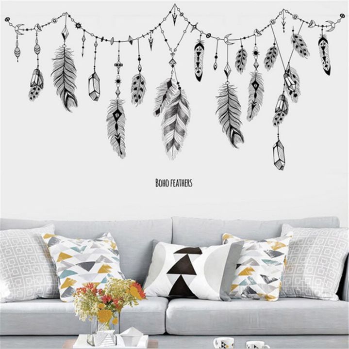 feather-flower-wall-stickers-home-decoration-living-room-bedroom-wall-decals-diy-mural-art-posters