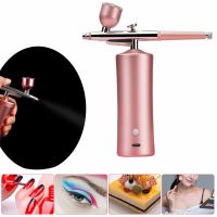 Top 0.4Mm Pink Mini Air Compressor Kit Air-Brush Paint Spray Gun Airbrush For Nail Art Tattoo Craft Cake Nano Fog Mist Sprayer