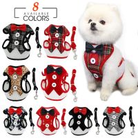 TEXElegant Bow Dog Collars Necktie Traction Rope Christmas Pet Harness for Small Medium Dogs Cat Chest Strap Dog Accessories Gifts