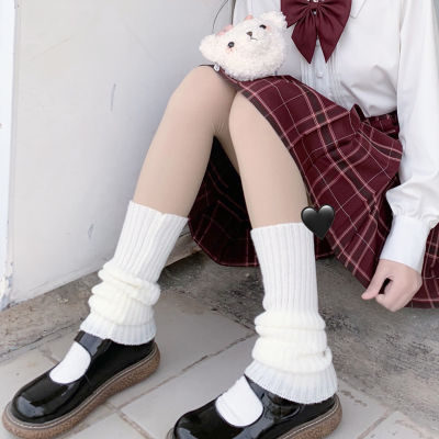 ญี่ปุ่น JK เครื่องแบบอุ่นขาเกาหลีโลลิต้า G Irls Ins ถุงเท้ายาวสาวลูกขนสัตว์ถักกองขึ้นถุงเท้าเท้าร้อนปก