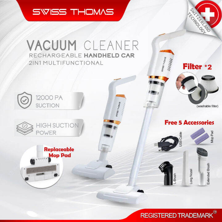 Swiss Thomas Cordless Vacuum Cleaner With Mop Pad Rechargeable Handheld Car Household Vacuum