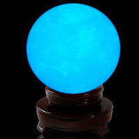 BOKALI 1PCS 35MM Blue GlowในDark Luminousหินควอตซ์คริสตัลทรงกลมลูกบอลฐาน