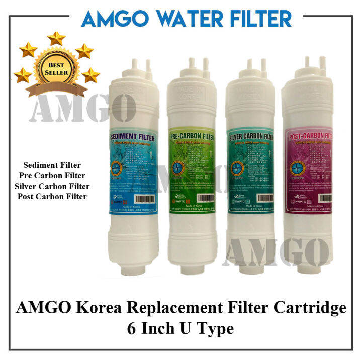 AMGO Korea Water Filter Set 6 Sediment ,Pre Carbon ,Silver Carbon,Post