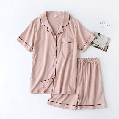 Summer  new cotton couple pajamas suit female short-sleeved shorts mens pajamas thin home service suit pyjamas women pink