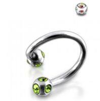 MC จิว หู จมูก เครื่องประดับ แฟชั่น ตามร่างกาย Sugical steel Twisted Barbell With Multi Jeweled ball 8mm