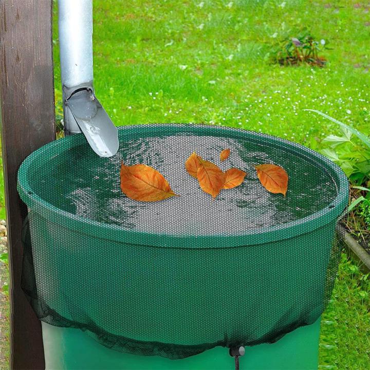 ฝาครอบถังแทงก์น้ำ-pvc-2ชิ้นป้องกันแมลงถังรองน้ำฝนตาข่ายช่วยรักษาความสะอาดด้วยอุปกรณ์สำหรับสวนที่มีเชือกผูก