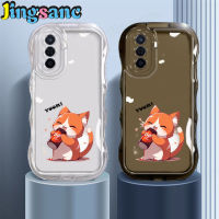 Jingsanc เคสใสสำหรับ Huawei Nova Y70/Nova Y71แมวการ์ตูนน่ารักลายดื่มโคล่าเคสนิ่มใส่โทรศัพท์ซิลิโคน TPU ป้องกันเลนส์กันกระแทกกันชนลมสีขนมปกหลัง Huawei Y70 Nova/Nova Y71 X6-1