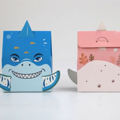 【cw】5pcs Shark Party Candy Paper Gift es Under the Sea Shark Theme Baby Shower Favor Kids Birthday Party Decor