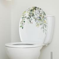 Graffiti Stickers Green Plant Leaves Toilet Seat Sticker Self-adhesive Traceless Bathroom Toilet Cover Decor Decal Home Supplies Wall Stickers  Decals