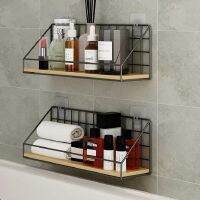 【CC】☼✺  Wooden Iron Wall Shelf Organizer Holder Supplies Hanging Storage Cabinet for Home/ Bathroom/ Household Items