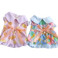 Dogs and Cats Dress Skirt Retro Flower Design Pet Puppy Spring/Summer Clothes Outfit 2 Color Dresses