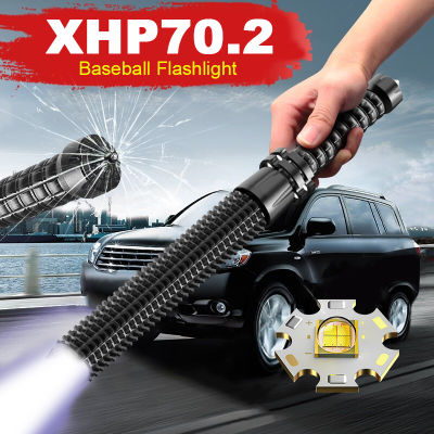 Baseball Bat Flashlight Super Bright XHP70.2 LED Torch light Rechargeable Tactical Flash light Zoom Waterproof Lamp