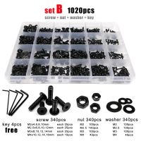 Mix M2 M2.5 M3 M4 M5 Black Plated 304 Stainless Steel CM Hexagon Hex Socket Ultra Thin Flat Wafer Head Screw Bolt Assortment Set Nails Screws Fastener