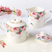 Sugar Bowl and Milk Jug 2 Pieces Set Fashion Household Porcelain Ceramic Pitcher Canister Storage Jars Kitchen Seasoning Box