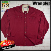 Wrangler®แท้ อก 53 เสื้อเชิ้ตผู้ชาย แรงเลอร์ สีแดง เสื้อแขนยาว เนื้อผ้าดี